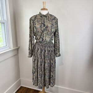 Vintage Pendleton Paisley Skirt Set | Cottagecore Pleated Midi & Blouse